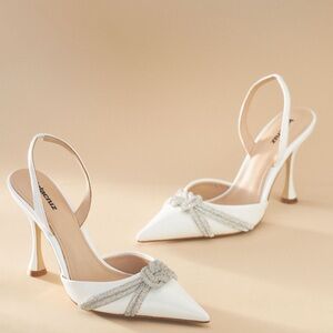 White Heeled Bridal Shoes - Lola Cruz Alice Pumps from Anthropologie
